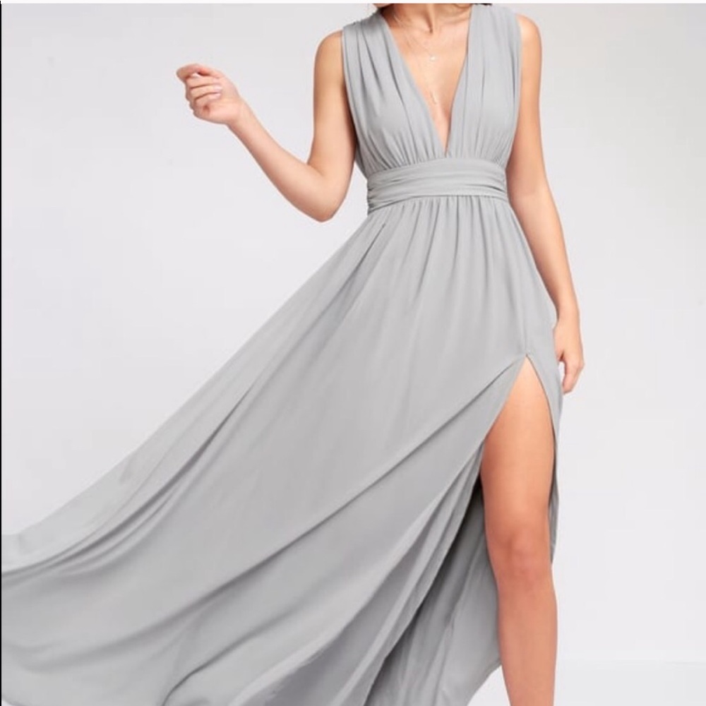 Lulus Heavenly Hues Light Grey Maxi